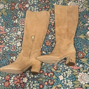 Sam Edelman Porter Beige Suede Heeled Boots
